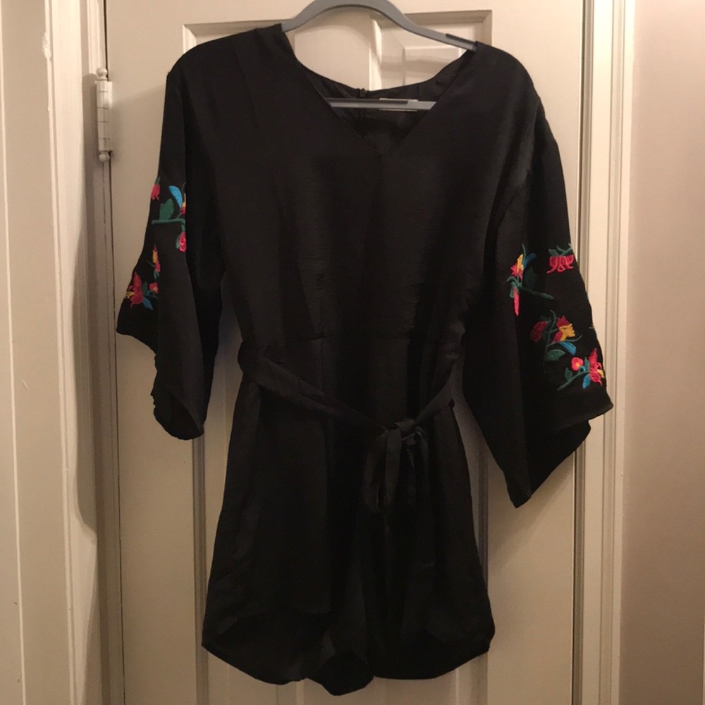 Miss Love Black Silk Tie Romper